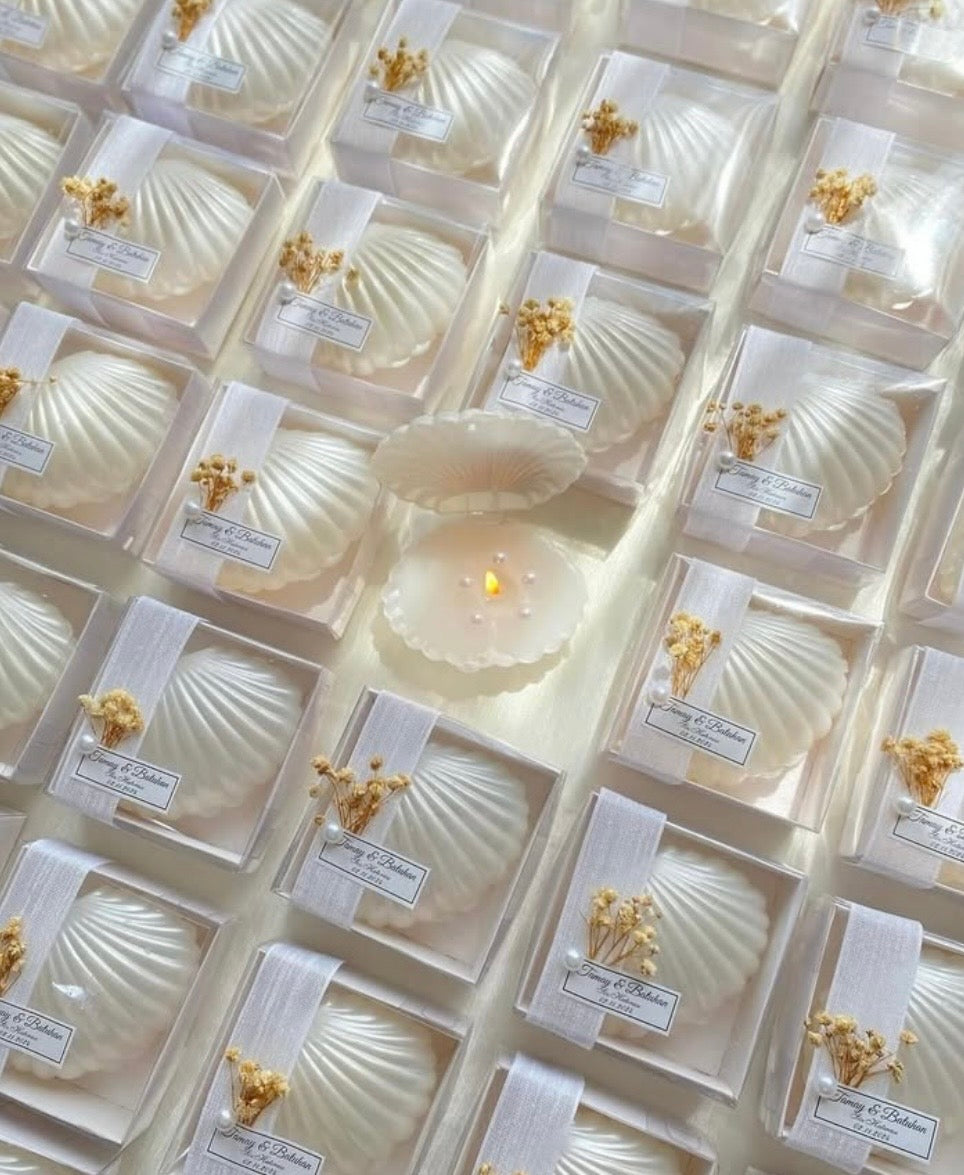 Bougie Coquillage emballée – détail qui sublime vos événements
