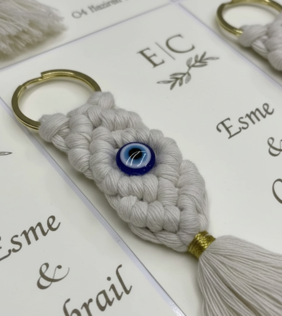 Porte-Clé Macramé "Œil Protecteur" Personnalisé | Souvenir Bohème Chic