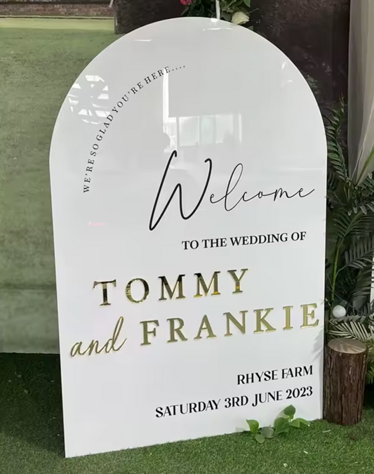 Panneau de bienvenue mariage – Style élégant et contemporain Format Arche
