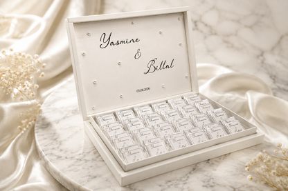 Coffret de 50 Chocolats Personnalisés – Mariage