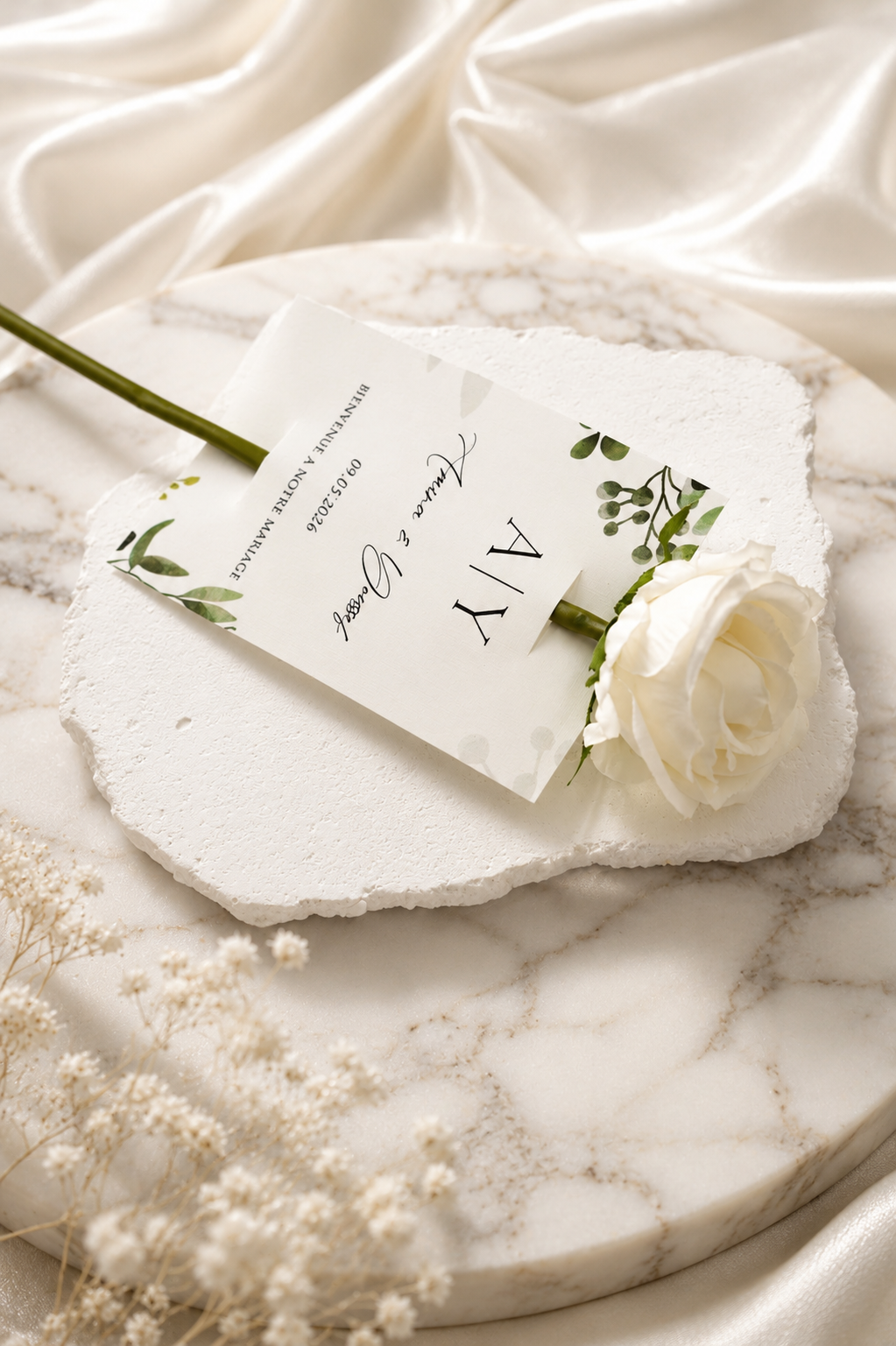 Carte message personnalisée avec rose éternelle