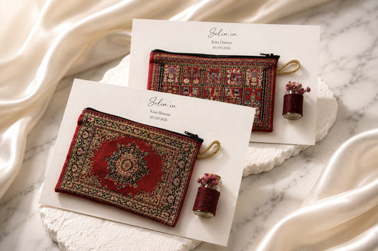 Coffret souvenir personnalisé porte-monnaie et fiole de henné