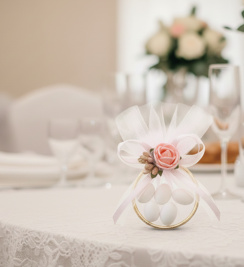 L'Écrin de Tulle : Porte-Dragées Rose & Or