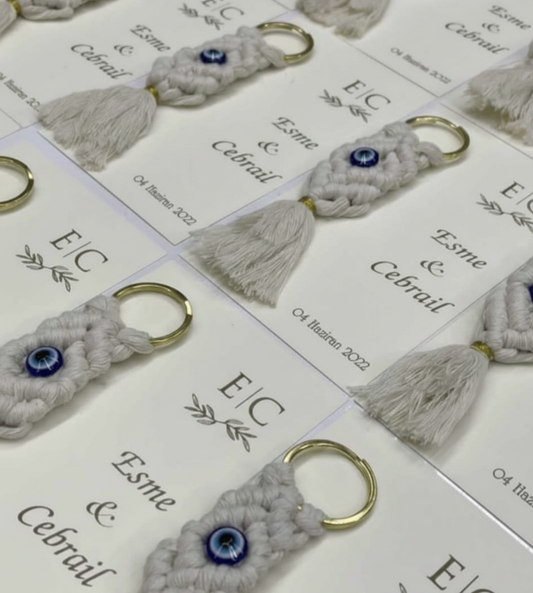 Porte-Clé Macramé "Œil Protecteur" Personnalisé | Souvenir Bohème Chic