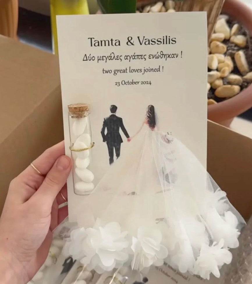 Remerciement 3D "Robe de Mariée" & Tubes de Dragées