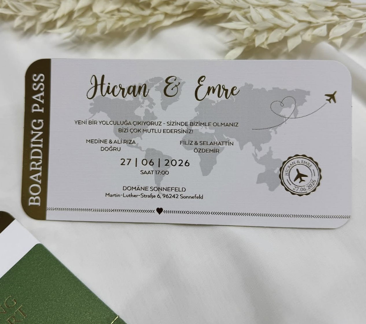 Carte d’invitation Passport & Boarding Pass