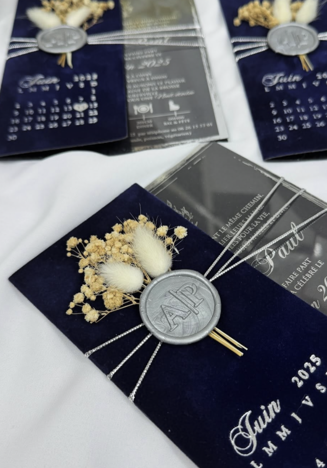 Faire-part "L'Écrin de Bleu Nuit" - Transparent & Sceau de Cire Personnalisé