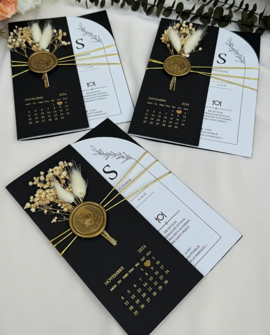 Faire-part "Black & White Statement" - Format Arche