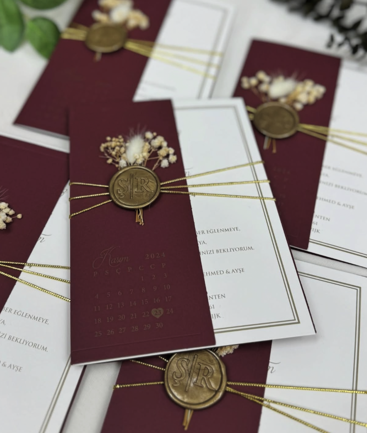 Faire-part "Bordeau Passion" - Collection Bourgogne & Or Antique