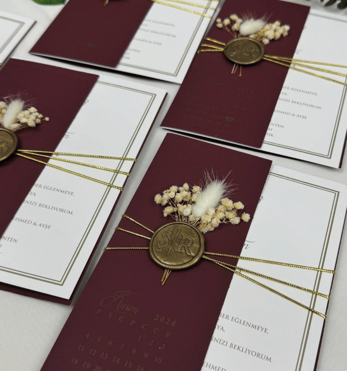 Faire-part "Bordeau Passion" - Collection Bourgogne & Or Antique