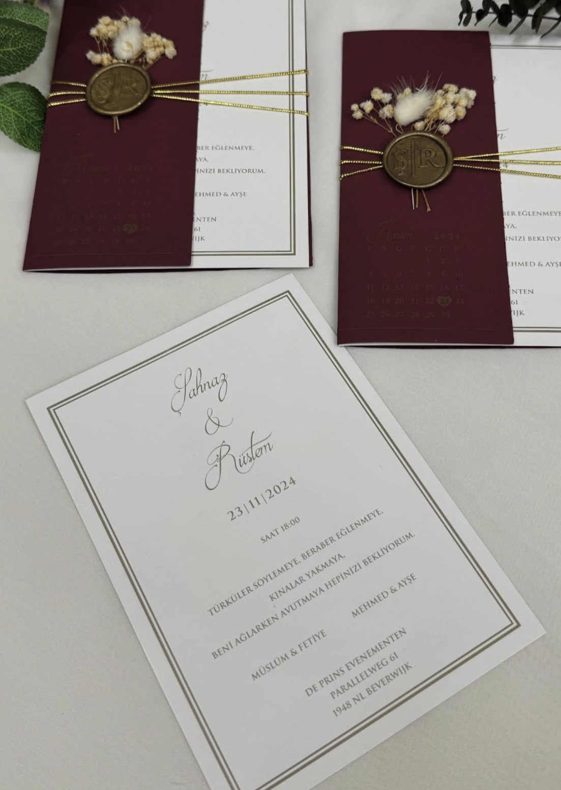 Faire-part "Bordeau Passion" - Collection Bourgogne & Or Antique