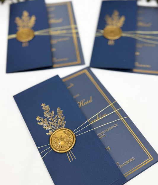 Faire-part "Majesté" - Collection Bleu Marine et Or Royal