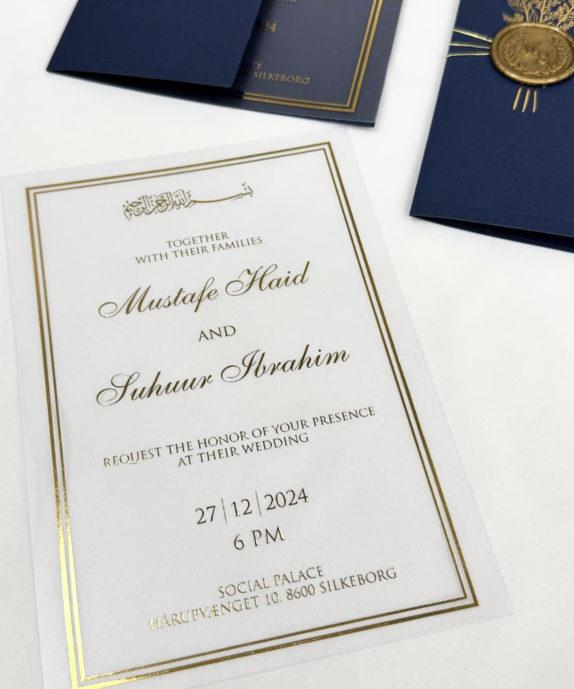 Faire-part "Majesté" - Collection Bleu Marine et Or Royal