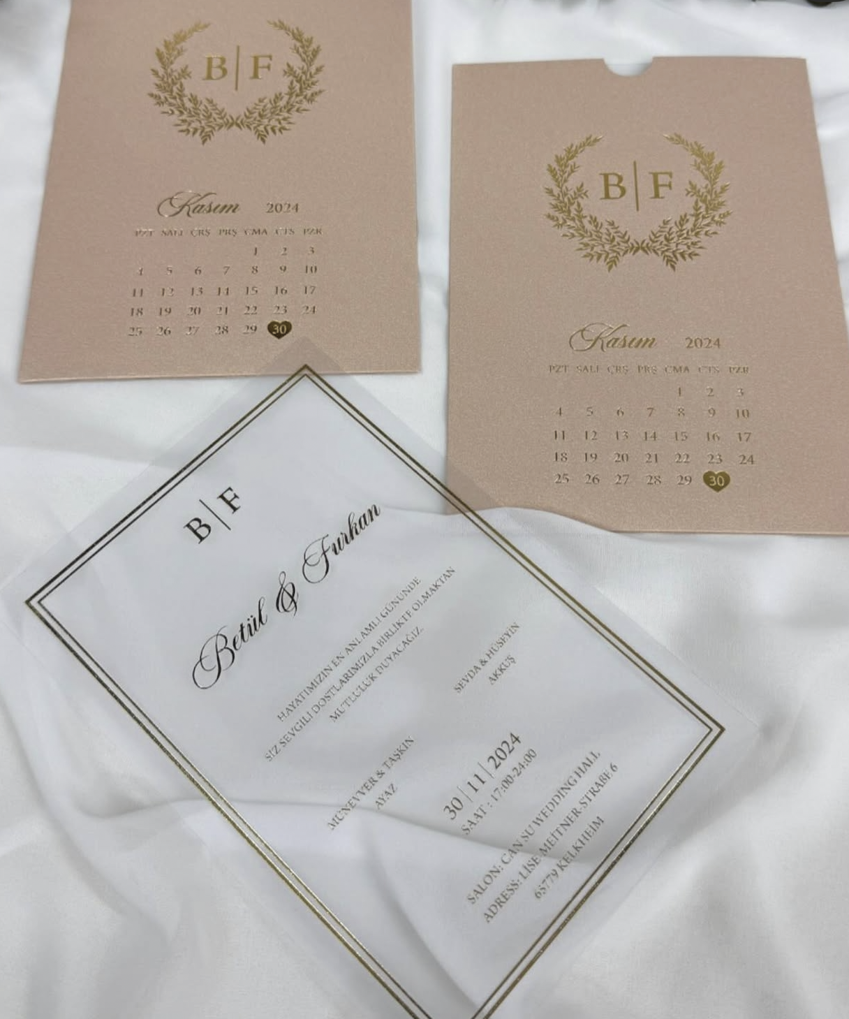 Faire-part "Écrin de Lumière" - Transparent et Nude Poudré