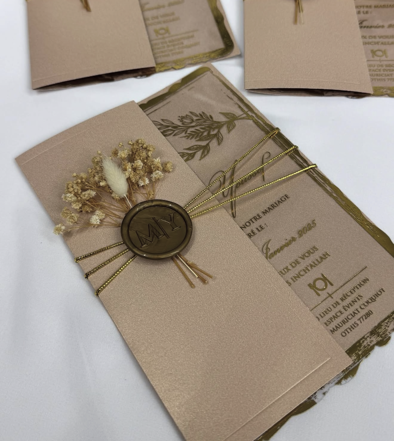 Faire-part "Terre de Sienne" - Vintage Bohème et Bords Irréguliers