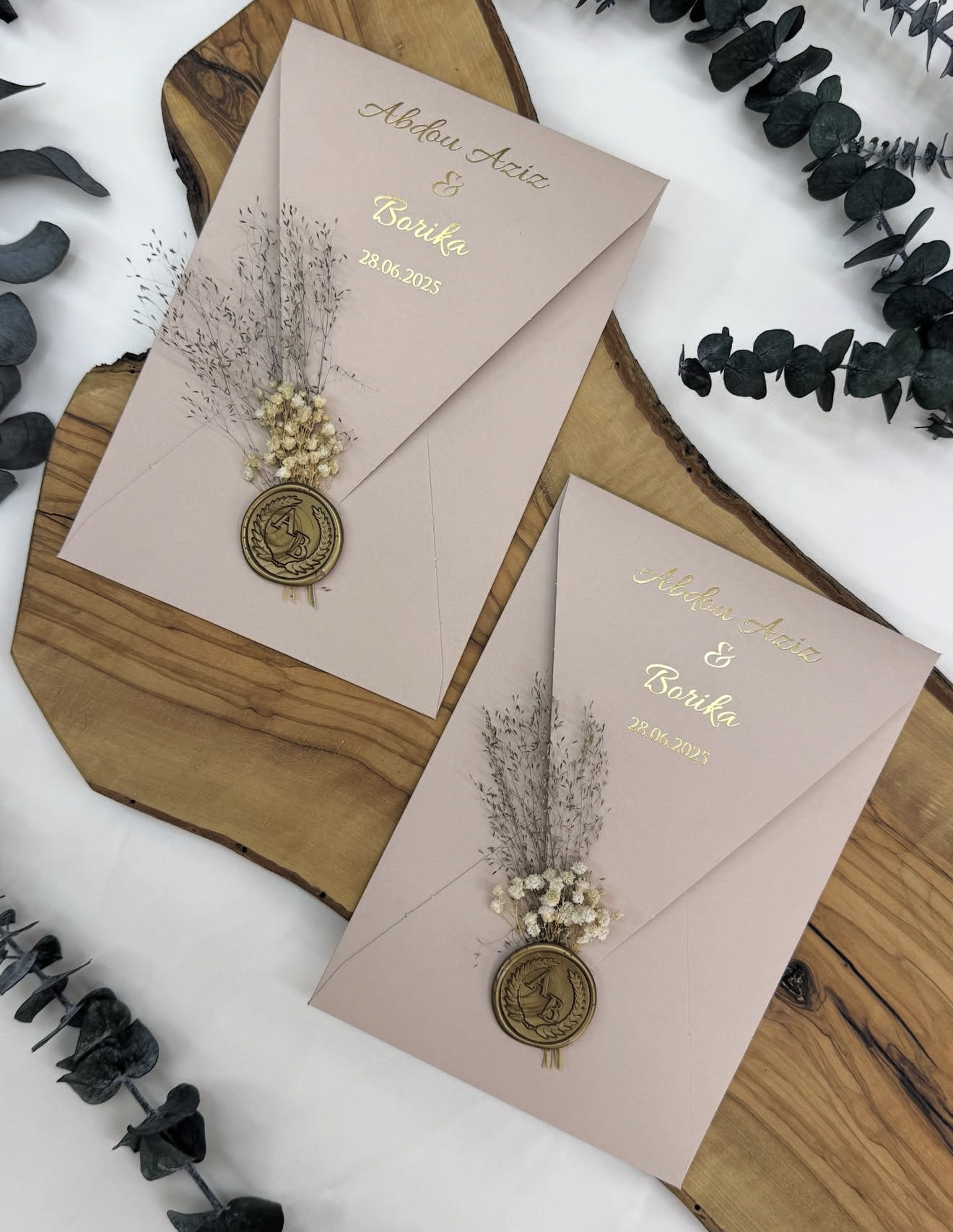 Faire-part "Le Cercle d'Amour" - Rose Poudré, Or Brillant